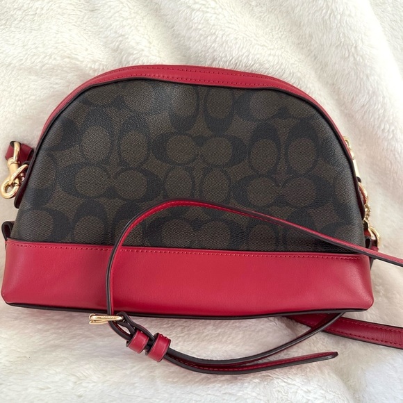 Coach F76674 Red and Brown Crossbody Bag - Picture 2 of 13